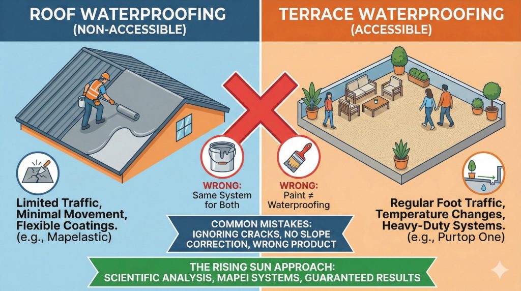 Roof vs. Terrace Waterproofing: What Most People Get Wrong